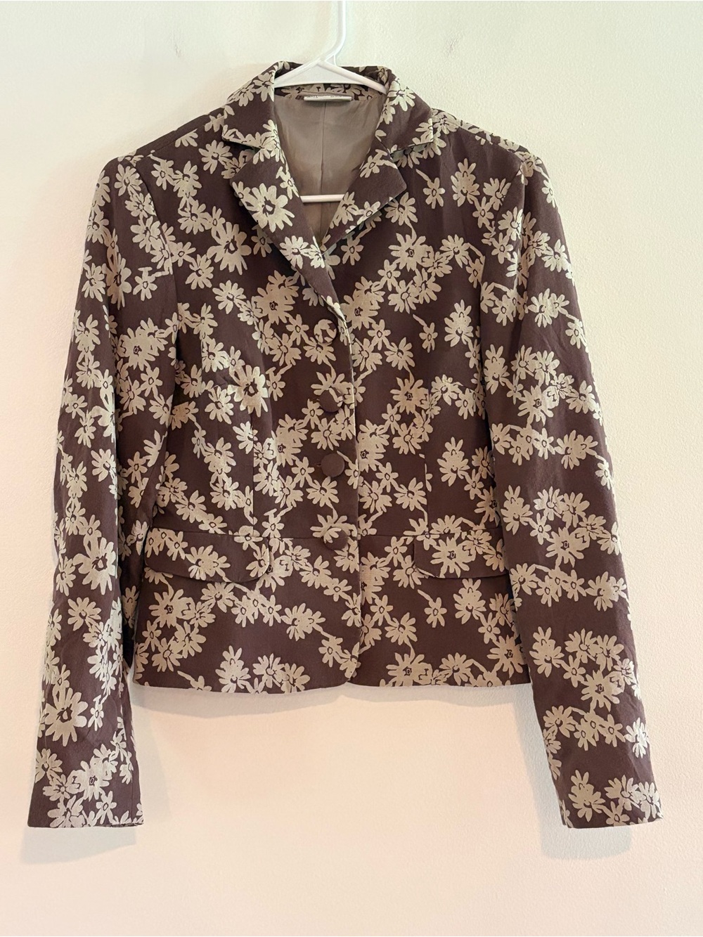 Atmosphere Brown Floral Blazer with Cream Pattern